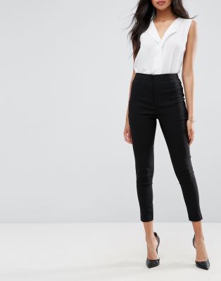 skinny fit high waisted trousers