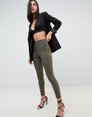 asos design high waist trousers in skinny fit