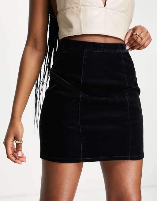 High waisted on sale velvet mini skirt