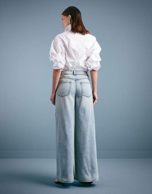ASOS DESIGN high waist wide leg jeans in vintage wash, 2 of 5