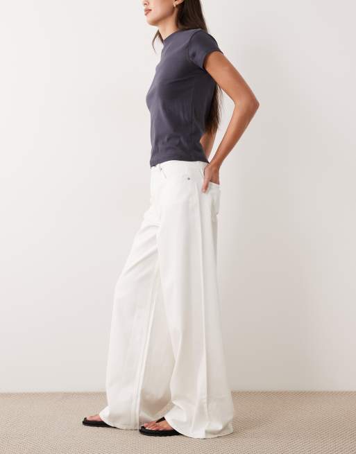 ASOS DESIGN high waist wide leg jeans in white, 3 of 5