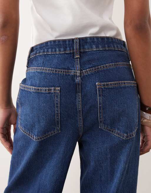 ASOS DESIGN high waist wide leg jeans with front pockets in dark wash, 5 of 5