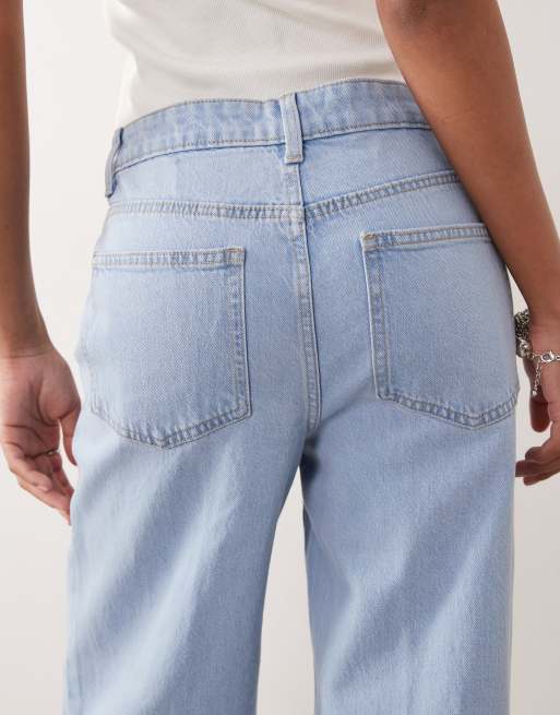 ASOS DESIGN high waist wide leg jeans with front pockets in lightwash, 4 of 5