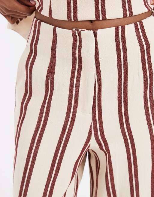 ASOS DESIGN high waist wide leg palazzo pants in red stripe, 3 of 5
