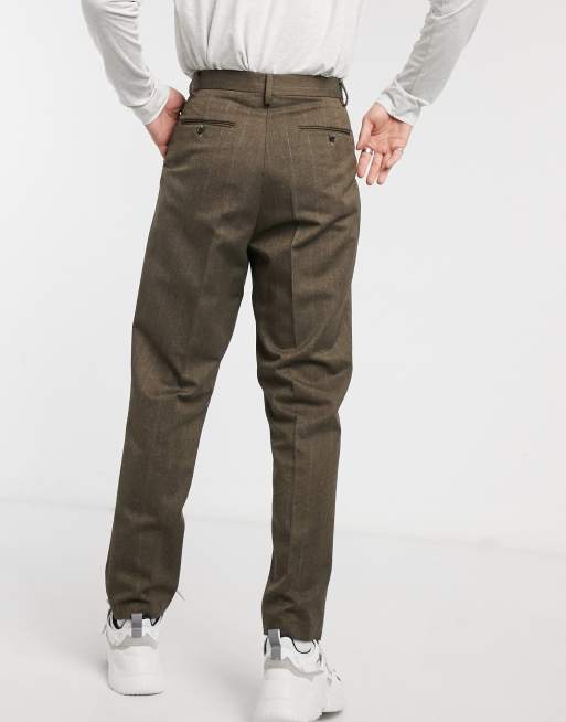 ASOS DESIGN cuffed wide leg pants in brown