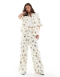 [ASOS DESIGN] ASOS DESIGN high waist wide leg pants in floral print (part of a set)-Multi 12 Floral print