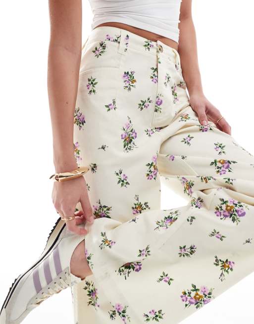 ASOS DESIGN high waist wide leg pants in floral print - part of a set