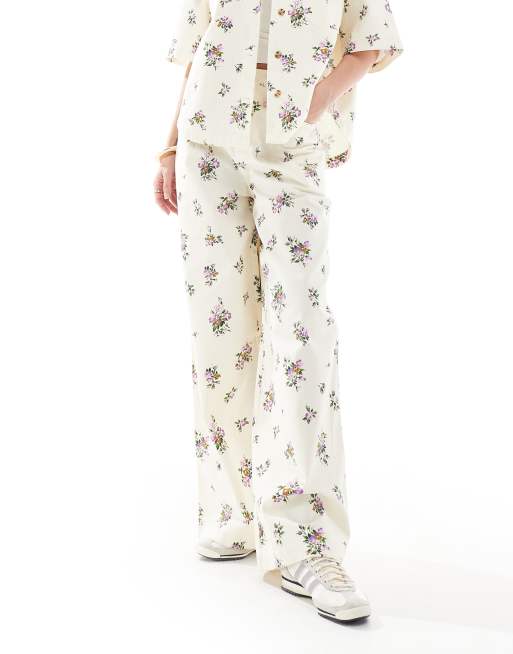 ASOS DESIGN high waist wide leg pants in floral print - part of a set