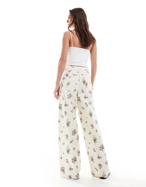 ASOS DESIGN high waist wide leg pants in floral print - part of a set