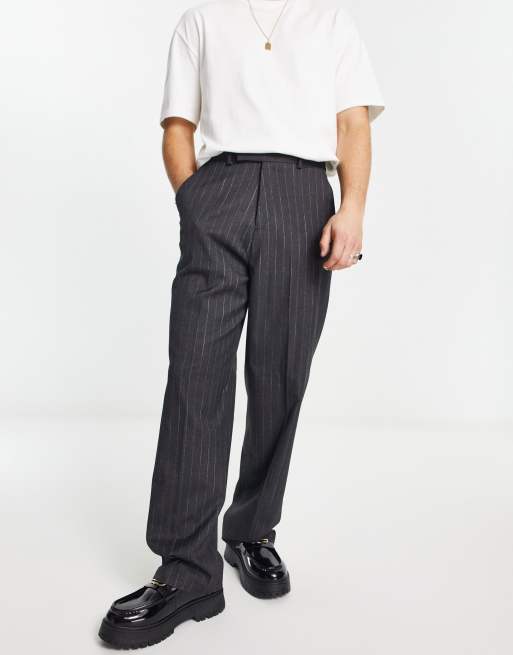 Black pinstripe store high waisted trousers