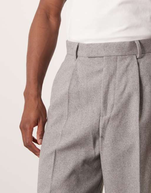 ASOS DESIGN high waist wide leg suit pants in light gray