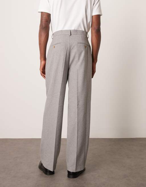 ASOS DESIGN high waist wide leg suit trousers in light grey felt | ASOS