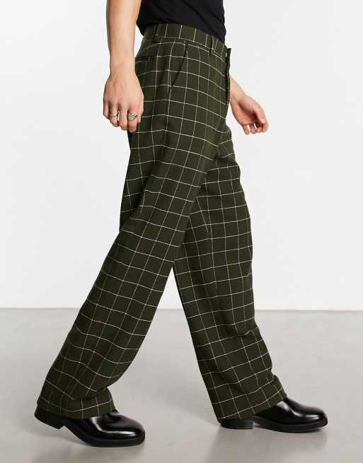 Image 9 of CHECKED WIDE-LEG TROUSERS from Zara