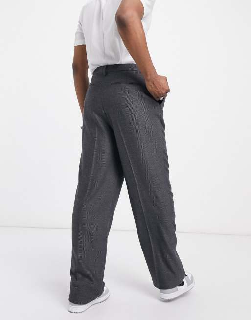 ASOS DESIGN soft wide leg pants in gray