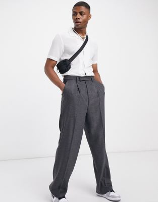 high waisted wool trousers men's