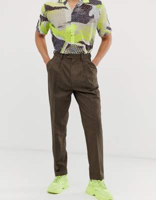 mens high waisted wool trousers