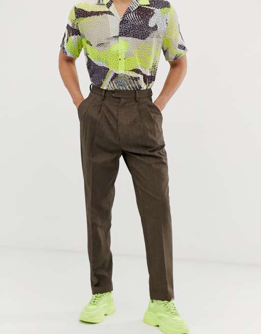 Mens high best sale waisted trousers asos