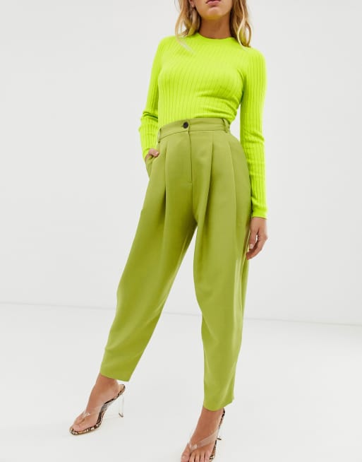 ASOS Extreme Tapered 80s Trousers in Pink