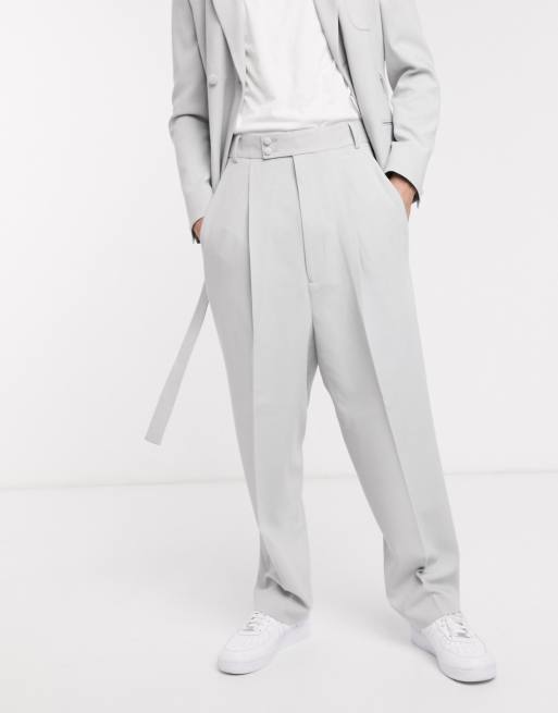 ASOS DESIGN high waisted balloon suit pants in gray ASOS