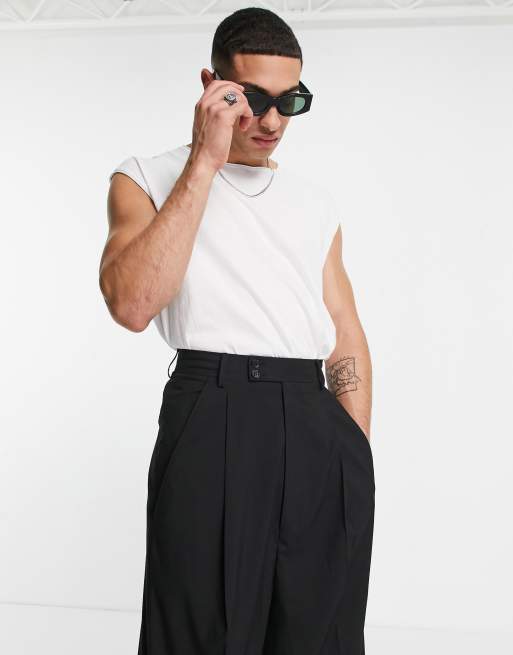 ASOS DESIGN high waisted balloon suit trousers in black twill | ASOS