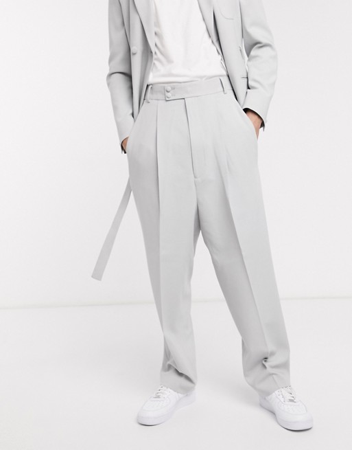 ASOS DESIGN high waisted balloon suit trousers in grey