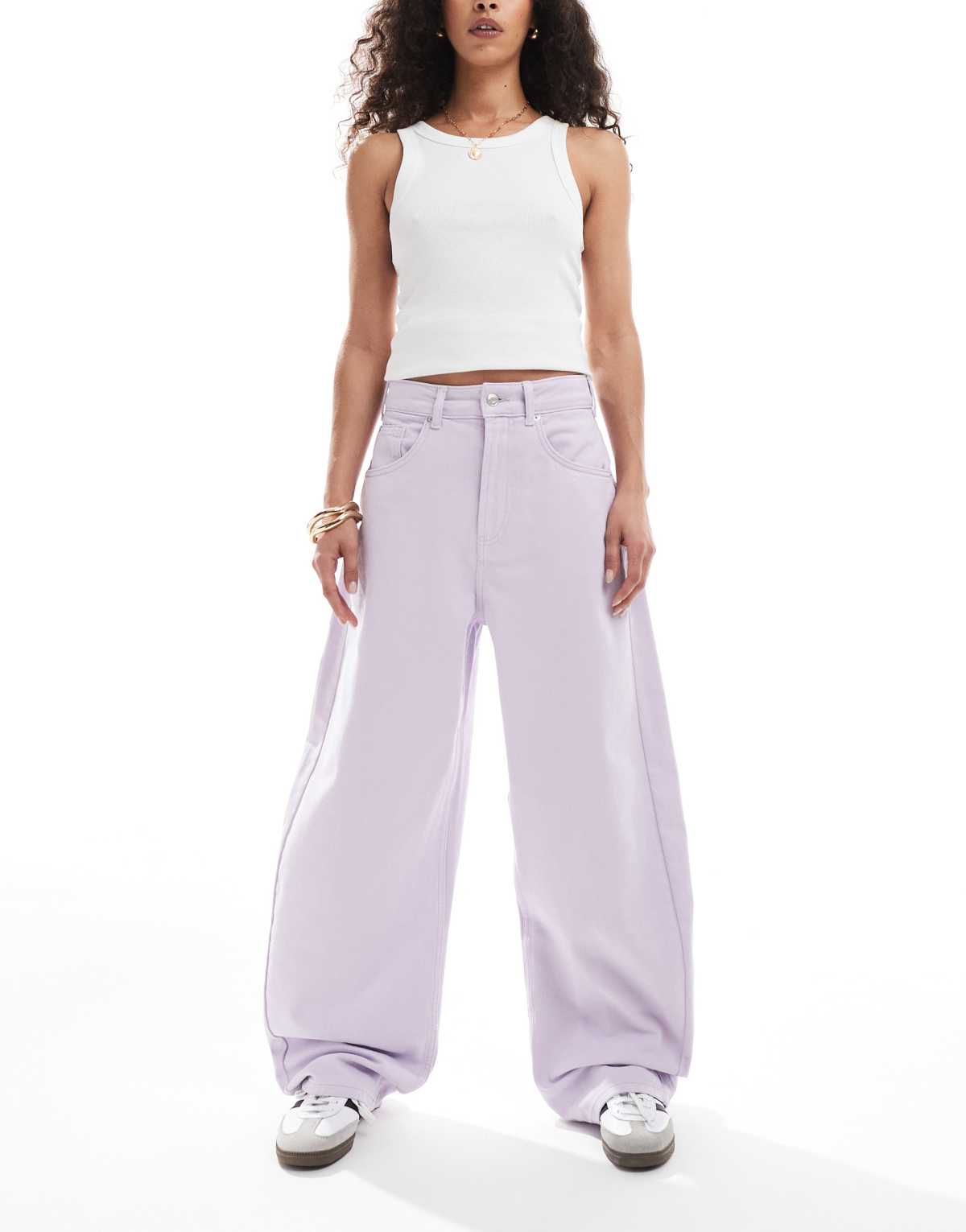 ASOS DESIGN high waisted barrel jean in lilac