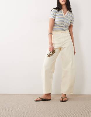Asos Design High Waisted Barrel Jean In White