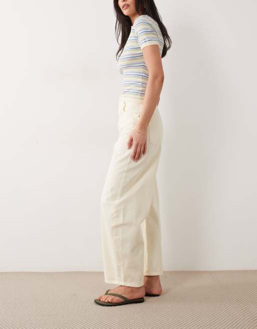 ASOS DESIGN high waisted barrel jean in pastel yellow, 2 of 5