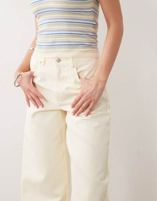 ASOS DESIGN high waisted barrel jean in pastel yellow, 4 of 5