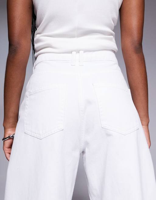 ASOS DESIGN high waisted barrel jean in white, 4 of 5