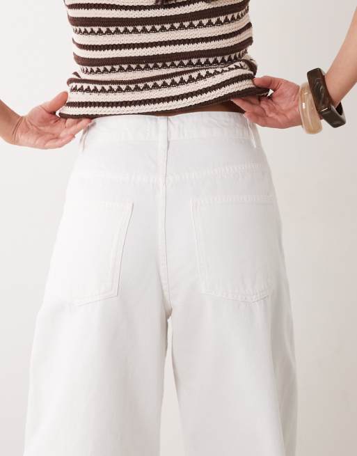 ASOS DESIGN high waisted barrel jean in white, 5 of 5