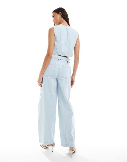 ASOS DESIGN high waisted barrel jeans in light wash (Part of a set), 2 of 5