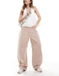 [ASOS DESIGN] ASOS DESIGN high waisted barrel jeans in manuka-Brown 14 TAN