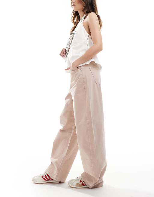 ASOS DESIGN high waisted barrel jeans in manuka, 3 of 5