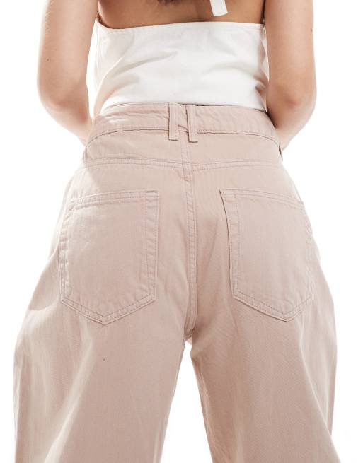 ASOS DESIGN high waisted barrel jeans in manuka, 4 of 5