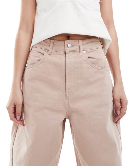 ASOS DESIGN high waisted barrel jeans in manuka, 5 of 5
