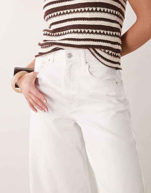 ASOS DESIGN high waisted barrel jeans in white, 4 of 5