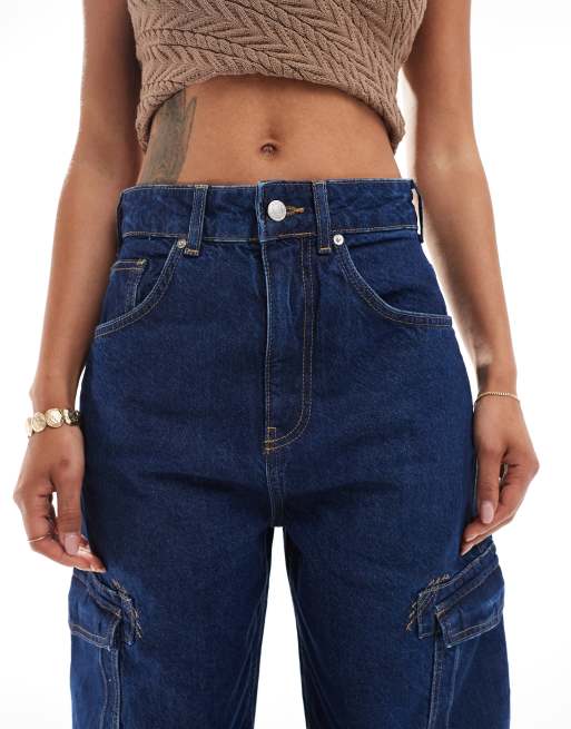 ASOS DESIGN high waisted barrel jeans with pocket detail in rinse, 5 of 5