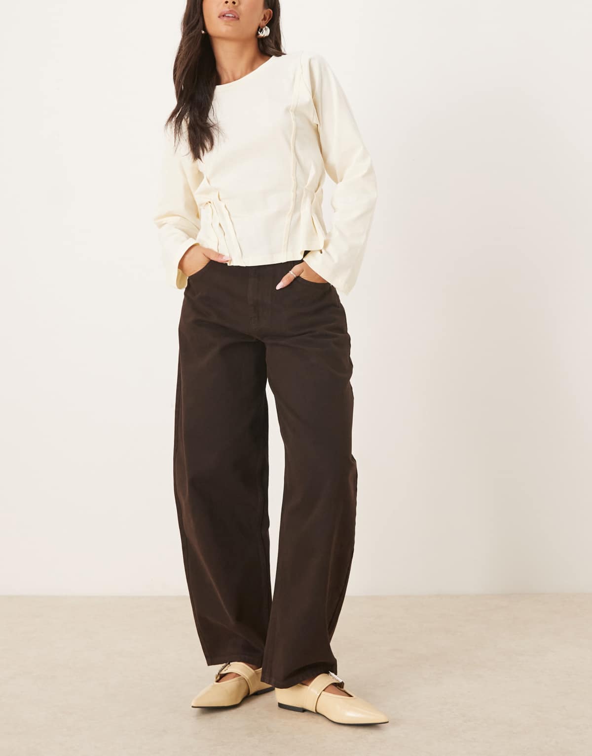 ASOS DESIGN high waisted barrel leg jean in chocolate