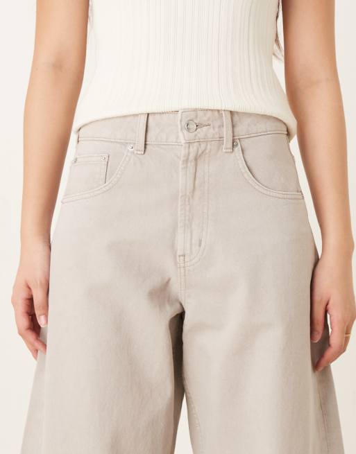 ASOS DESIGN high waisted barrel leg jeans in concrete, 4 of 5