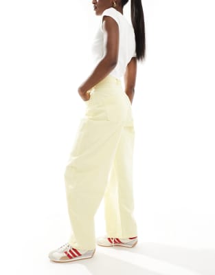 Asos Design High Waisted Barrel Leg Jeans In Yellow