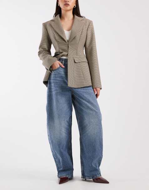 ASOS DESIGN high waisted barrel leg jeans in dark mid wash Circular Design Collection