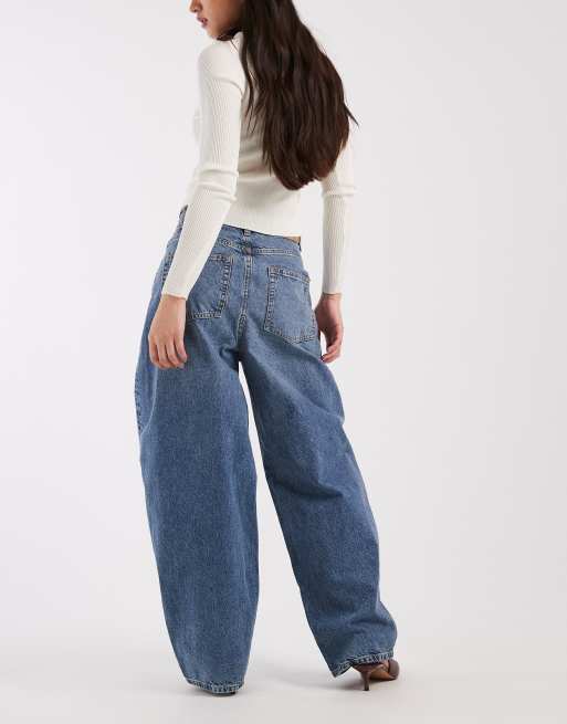 ASOS DESIGN high waisted barrel leg jeans in dark mid wash Circular Design Collection, 3 of 5