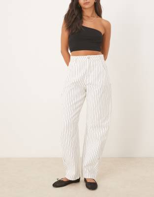 Asos Design High Waisted Barrel Leg Jeans In White