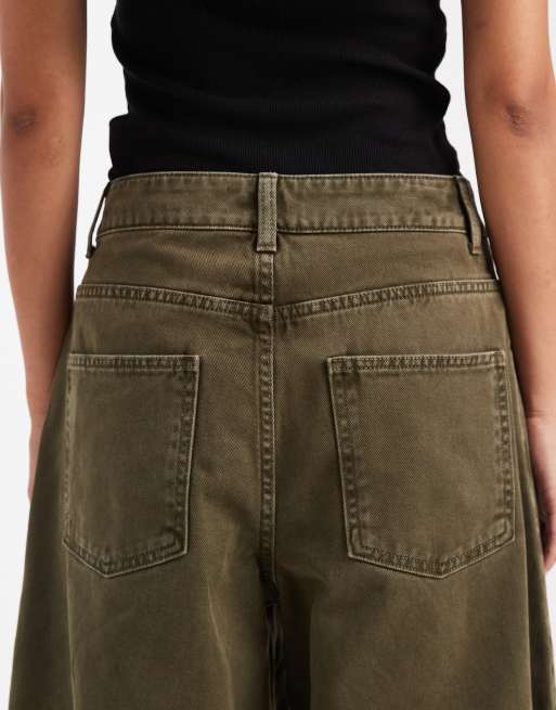 ASOS DESIGN high waisted barrel leg jeans in khaki
