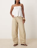 [ASOS DESIGN] ASOS DESIGN high waisted barrel leg jeans in pistachio-Green 14 Pistachio