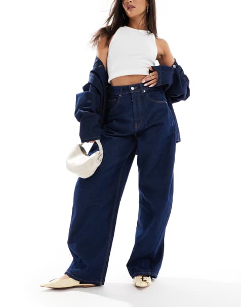 ASOS DESIGN high waisted barrel leg jeans in rinse - view 1
