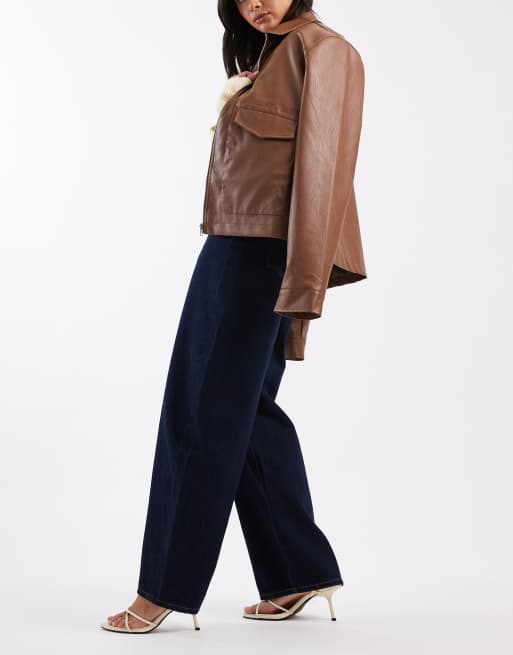 ASOS DESIGN high waisted barrel leg jeans in rinse