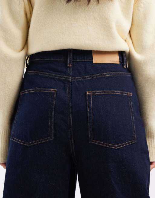 ASOS DESIGN high waisted barrel leg jeans in rinse