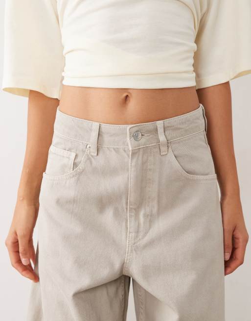 ASOS DESIGN high waisted barrel leg jeans in stone, 5 of 5